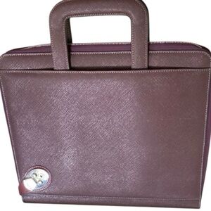 NIB RARE Tumi Locking Portfolio Saffiano Leather With Handles In Burgundy